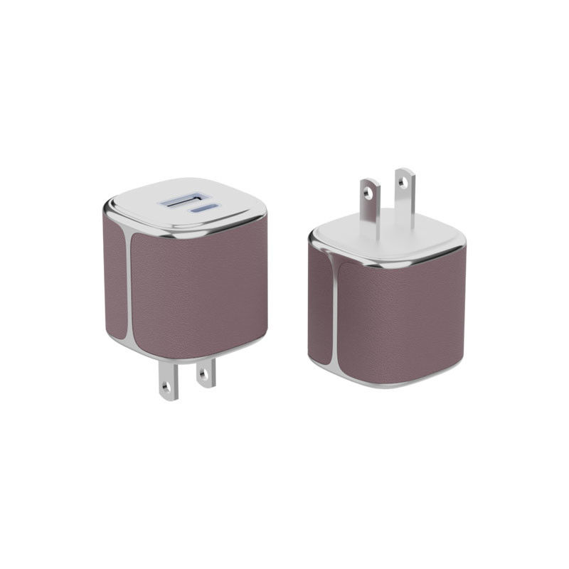 Caricabatterie a parete elegante da 35W USB-C e USB-A PD GaN con guscio di pelle