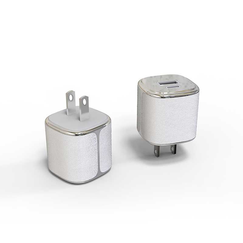 Potente caricabatterie a parete di tipo C USB-C e USB-A PD GaN caricabatterie a parete con guscio di pelle